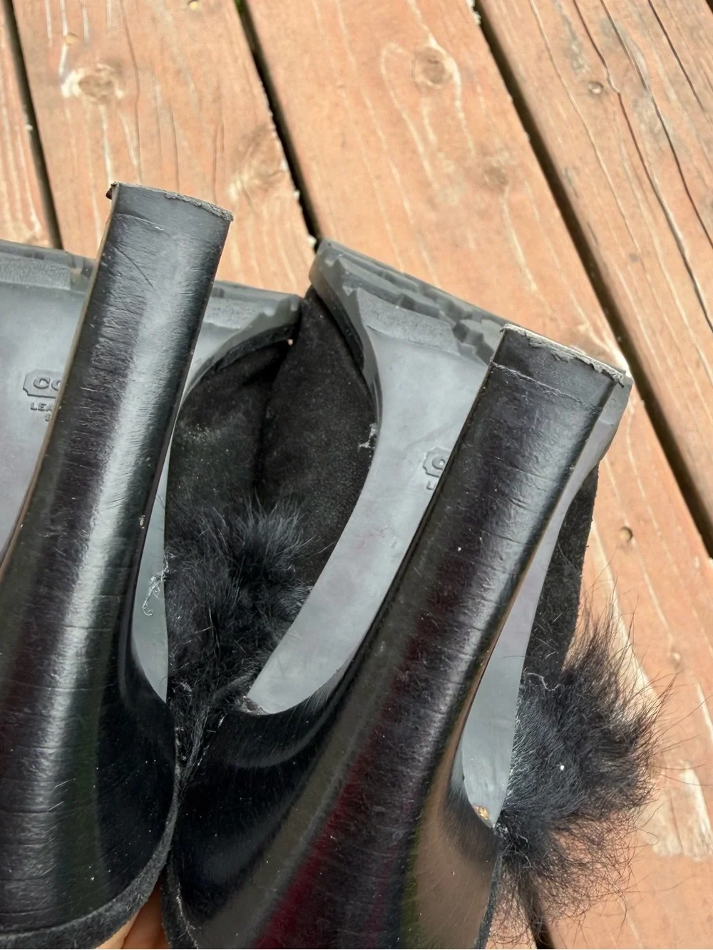 Coach Black Size 7 Fur Suede Lace-Up Mules